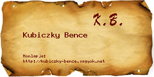 Kubiczky Bence névjegykártya